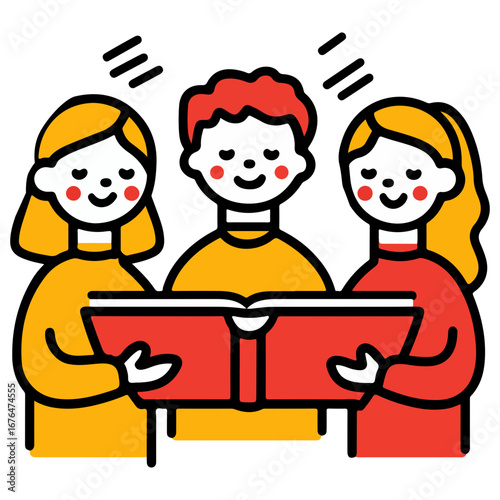 caroling, singing hymns, christmas, christmas eve, festival, vector, transparent background, people, icon, cute, xmas, winter, cold, celebration