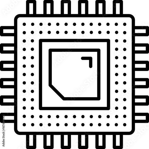 Black CPU icon - outline