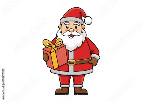Santa Claus vector with christmas giftbox on white background