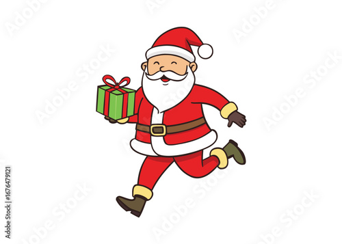 Santa Claus vector with christmas giftbox on white background