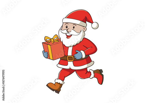 Santa Claus vector with christmas giftbox on white background