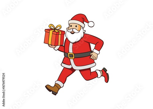 Santa Claus vector with christmas giftbox on white background