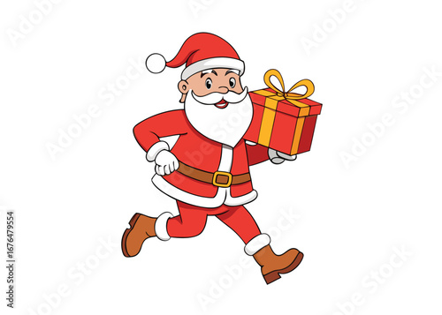 Santa Claus vector with christmas giftbox on white background