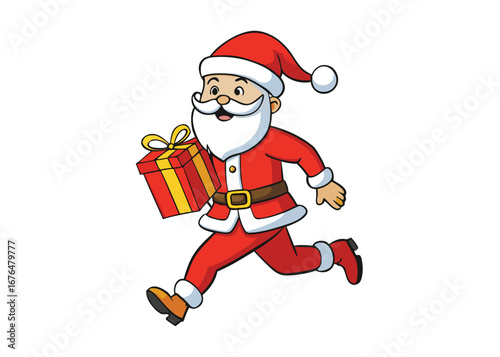 Santa Claus vector with christmas giftbox on white background