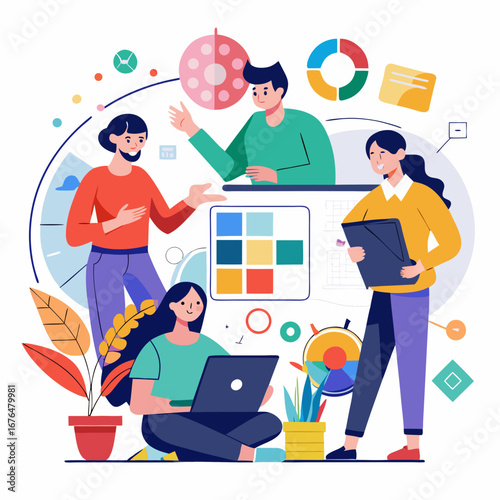 Illustration of a group of people working collaboratively