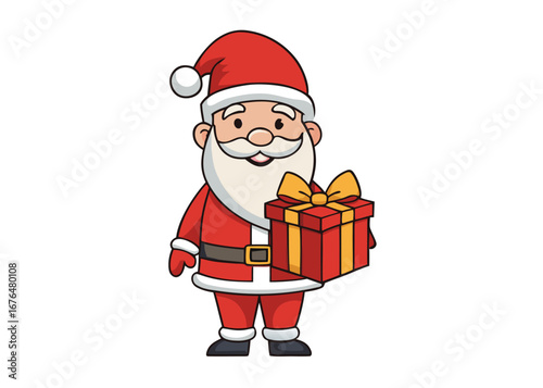 Santa Claus vector with christmas giftbox on white background