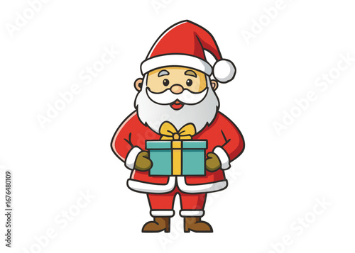 Santa Claus vector with christmas giftbox on white background