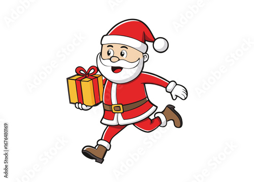 Santa Claus vector with christmas giftbox on white background