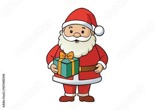 Santa Claus vector with christmas giftbox on white background