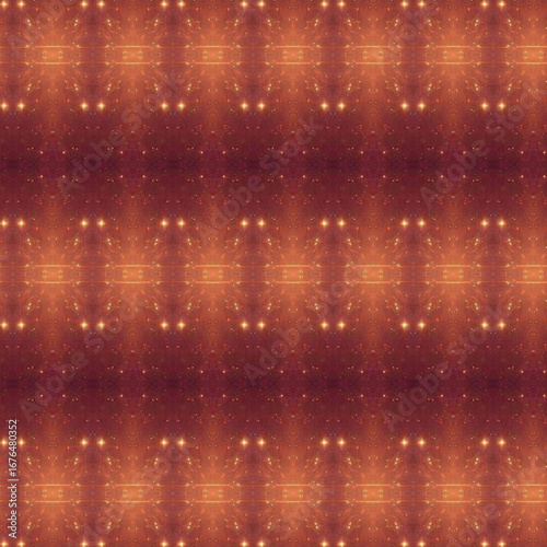 Glowing symmetrical abstract with fiery orange lights and cosmic pattern textures, ideal for elegant design or mystical backgrounds. Glowing, abstract, cosmic, fire, light.