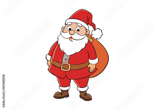 Christmas Vector Illustration of Santa Claus carrying sack full of gifts