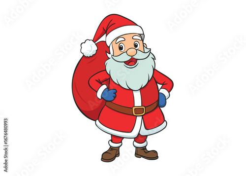 Christmas Vector Illustration of Santa Claus carrying sack full of gifts