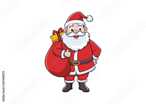 Christmas Vector Illustration of Santa Claus carrying sack full of gifts