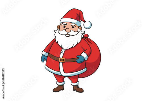 Christmas Vector Illustration of Santa Claus carrying sack full of gifts
