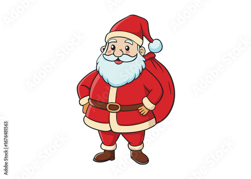 Christmas Vector Illustration of Santa Claus carrying sack full of gifts