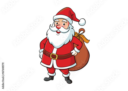Christmas Vector Illustration of Santa Claus carrying sack full of gifts