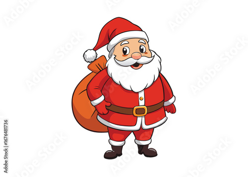 Christmas Vector Illustration of Santa Claus carrying sack full of gifts