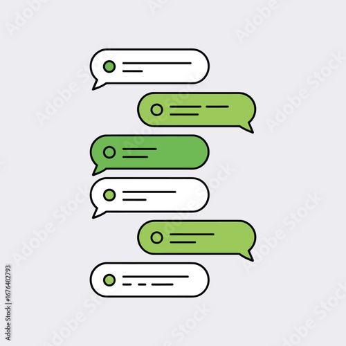 Chat message bubbles vector illustration representing texting, online communication, social media conversation, smartphone messaging, mobile chat application design.