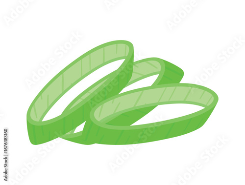 Fresh Leek Sliced for Topping Vegetable Cartoon Food Ingredient Art Vector Illustration