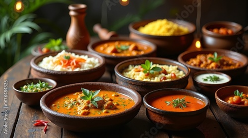 Rich Indian Cuisine Spread Indian food curry