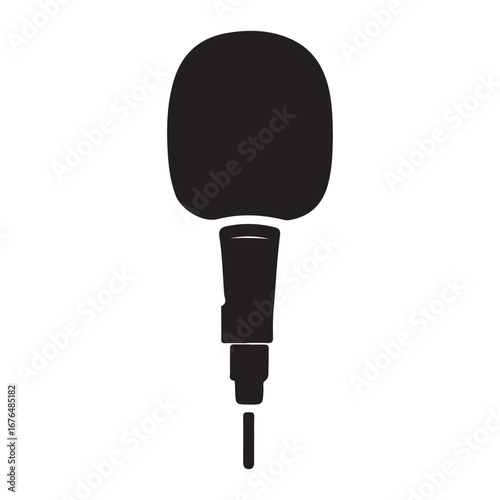 Microphone vector illustration for podcasting recording studio audio equipment and voice over work 100 silhouette