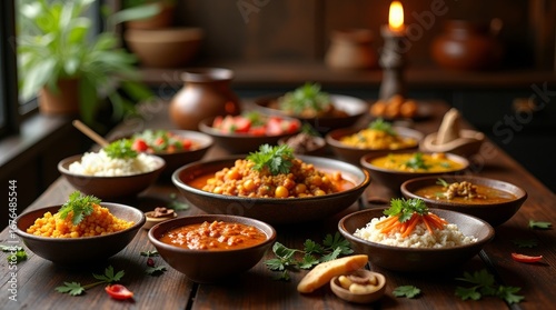 Various Indian Dishes Served in Bowls Indian food curry