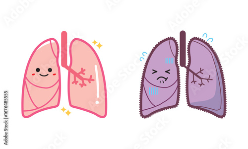 人の臓器キャラクター　健康な肺と不健康な肺　セット