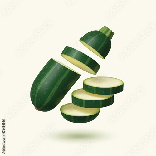 Fresh cucumber slices are isolated on a white background, showcasing their healthy green color and natural, watery texture