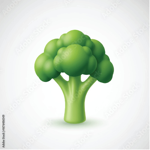 Vector illustration of a green broccoli tree, a natural icon for summer and spring