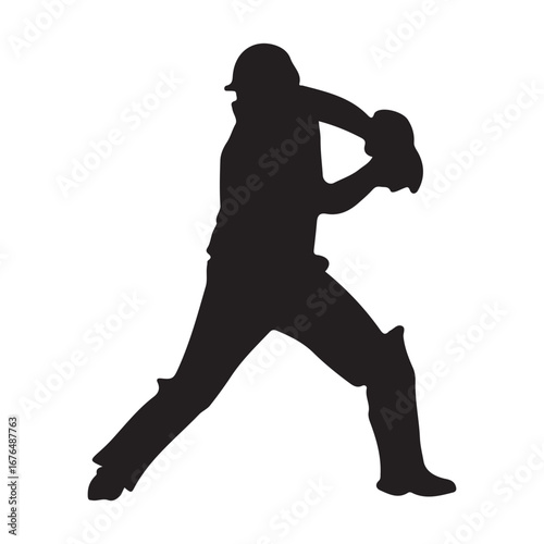 Cricket bowler silhouette vector illustration for sports design and cricket match promotion materials
