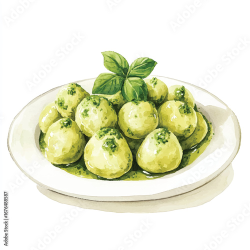 a cute Gnocchi tossed with green pesto