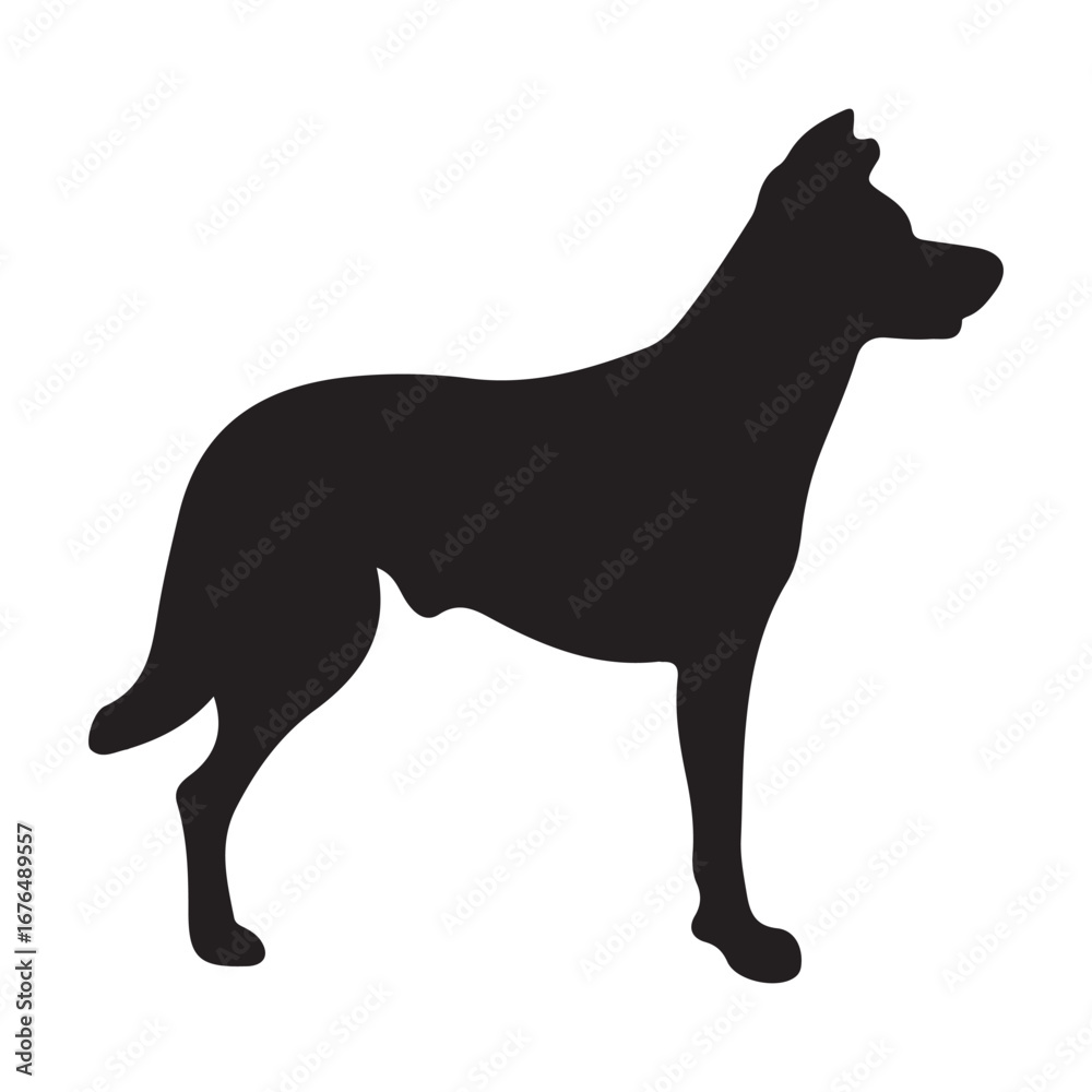 Obraz premium Majestic Canine Silhouette: Elegant Black Dog Profile silhouette