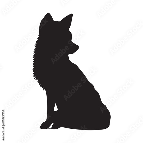 Majestic Fox Silhouette: Elegant Black and White Animal Vector Graphic silhouette