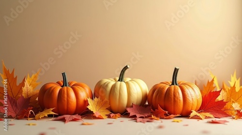 Autumn harvest pumpkins fall leaves gourds
