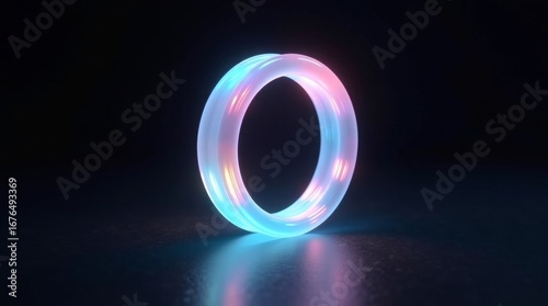 Glowing ring with blue pink light image