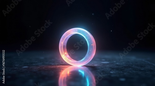 Glowing ring with cosmic particles light