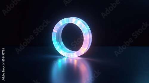 Glowing ring with cyan and pink lights image