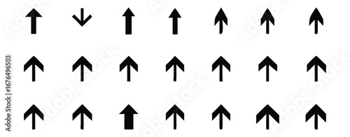 Multiple Black Arrows Pointing Upward and One Downward on a White Background vector illustration