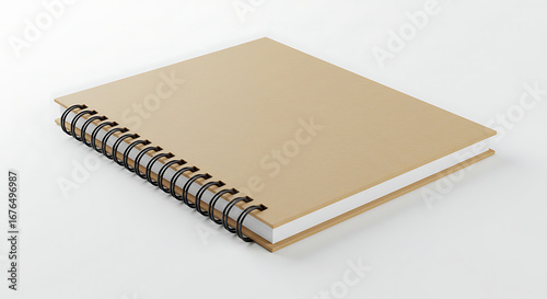 Minimalist spiral notebook with a plain brown kraft paper cover and black wire binding.