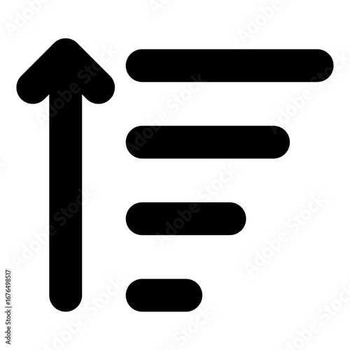 Sort up icon with line style