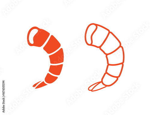 Two Half Shrimps Pair Vector Illustration Isolated on White Background – Seafood Design Clipart