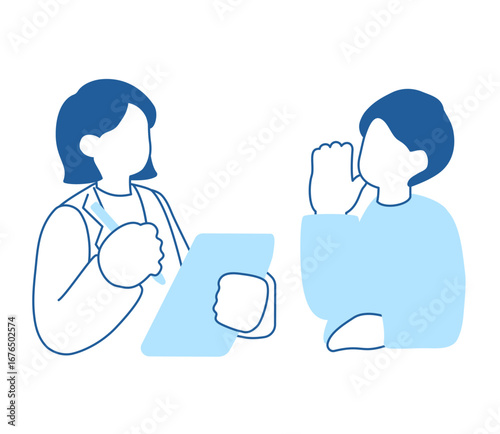 カウンセリングを受ける患者のイラスト　ベクター
