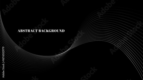 Abstract black and white wave particle gradient on dark background.