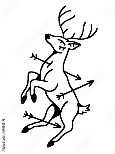 Wallpaper Mural A majestic deer pierced by arrows in an elegant, stylized manner Torontodigital.ca