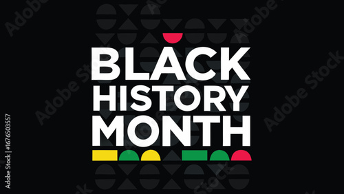 Minimalist Black History Month Typography Design with African Colors on Black Background