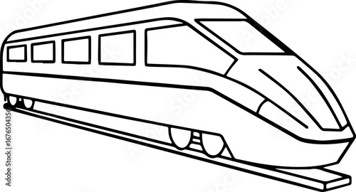 high speed train outline vector illustration line art