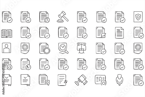 Business and Agreement Icon Collection Featuring File, Report, and Court Vectors