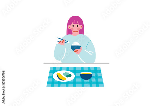 健康的な食事をする女性