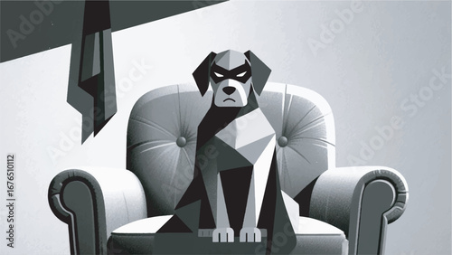 Superhero Dog on a Sofa Design Template Illustration
