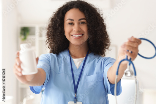 Smiling female doctor or nu...